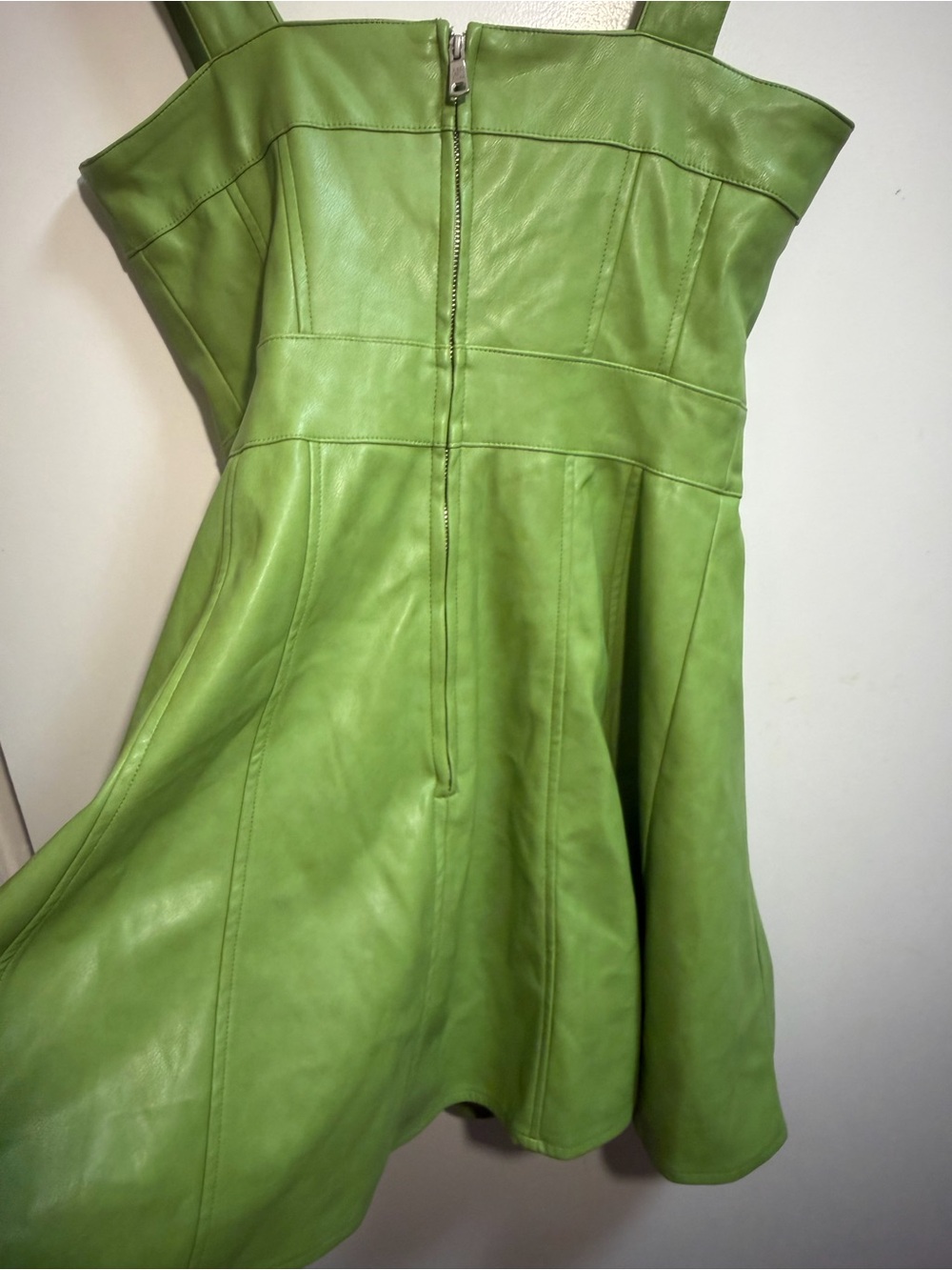 Avec Les Filles FAUX-EVER LEATHER™ FIT-AND-FLARE MINI DRESS in green Medium $129 - Picture 15 of 15